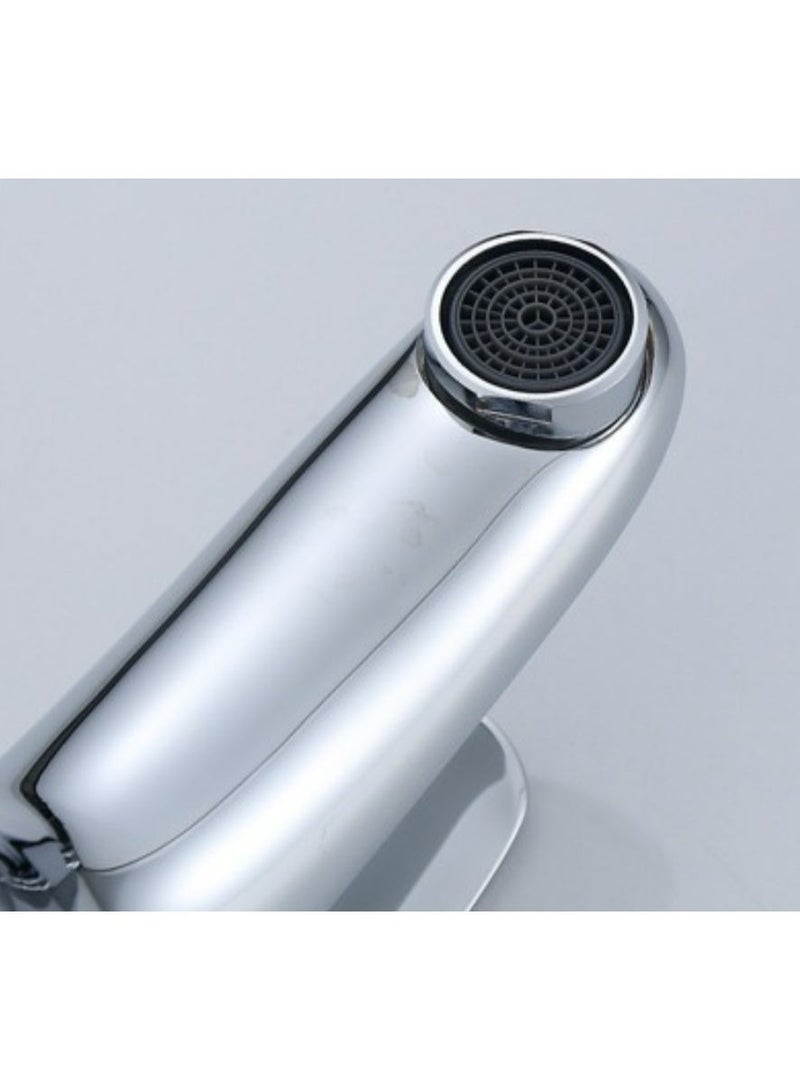 Hot and cold bathroom sink mixer made of zinc alloy anti rust chrome color with 60 cm water hoses - Image 2